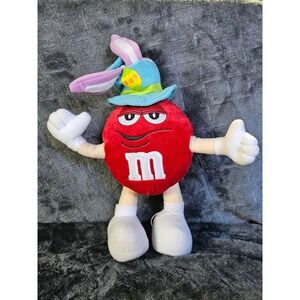 Gallerie Easter Red M&M with Blue Easter Hat 12" (standing) Plush - Vintage 80s